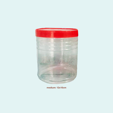 Plastic Jar Red Lid Medium