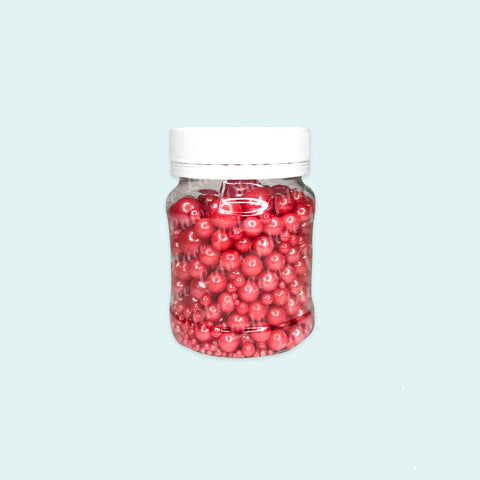 Red Assorted Size Pearl Dragees