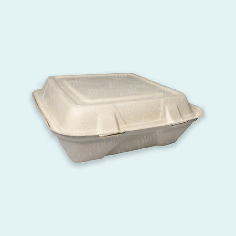 9x9 Sugarcane Clamshell with 3 divider