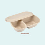 Sugarcane 850ml 2-Compartment Oval Bowl w/ Lid